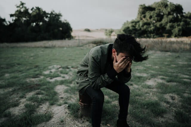 British guy crying in the open over personal problems.